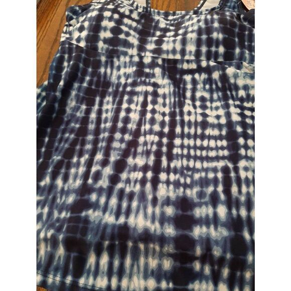 New Medium Bobbie Brooks 2pc Blue White Tankini Bikini Swimsuit Bathing Suit NWT - Picture 3 of 7